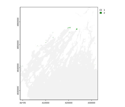 Raster plot showing location of extreme values