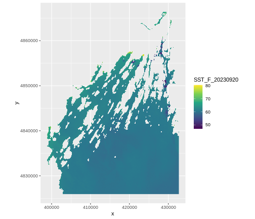 Raster plot with ggplot2 using the viridis color scale