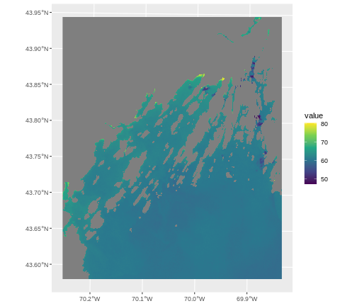 Raster plot with ggplot2 using the viridis color scale