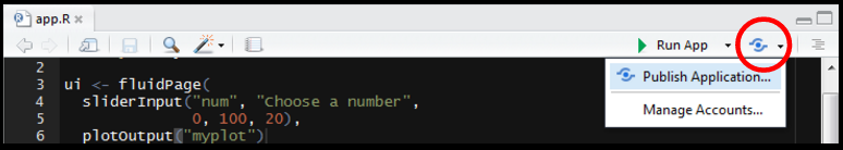 Rstudio clickthrough to deploy